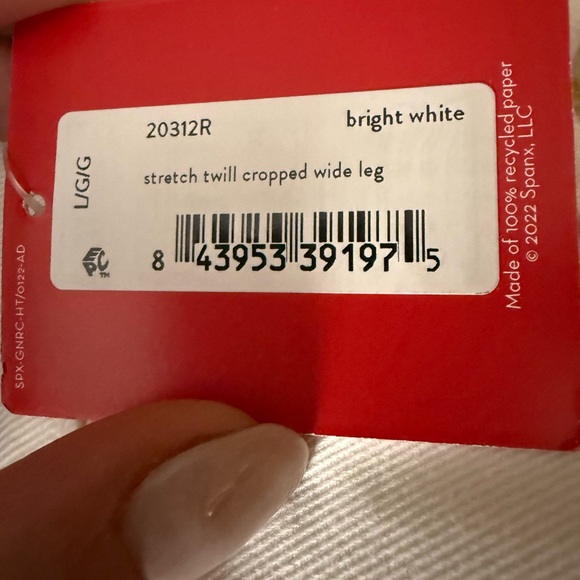 NWT Spanx women’s pants Stretch Twill Cropped Wide Leg size large bright white - Picture 5 of 6